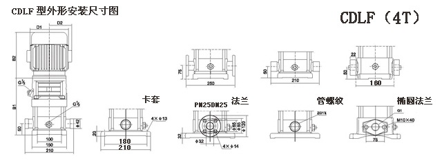 CDLF型不锈钢多G离心泵参数尺寸（4T）